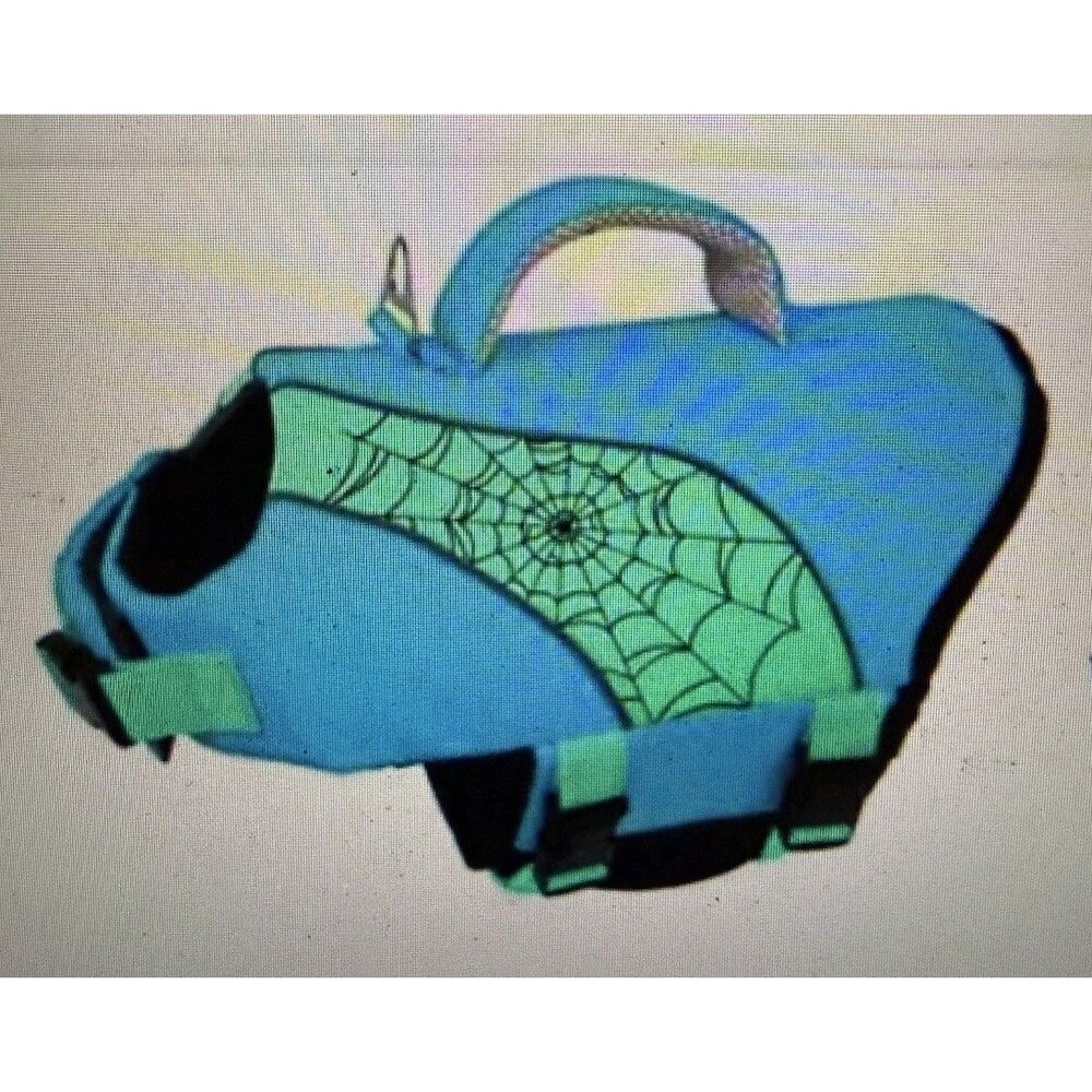 Dog Life Jacket with High Buoyancy, Reflective Strips, Rescue Handle, Small Blue